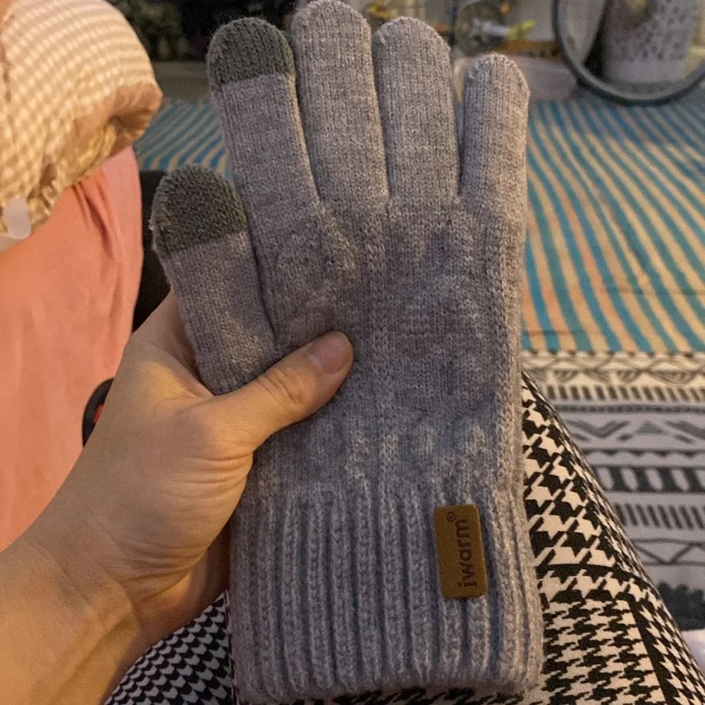 NEW ALPACA Wool & Cashmere Touch Screen Gloves Cable Knit for Phone Winter Warm
